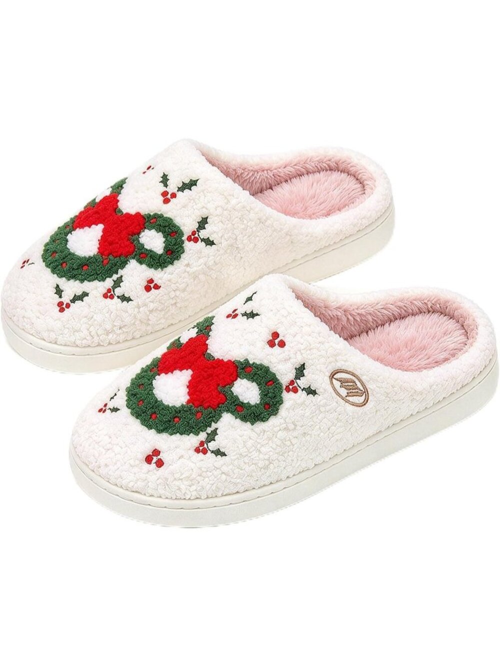 🎄Unisex White Green Memory Foam Fuzzy Non-Slip Cozy Plush Halloween Slippers